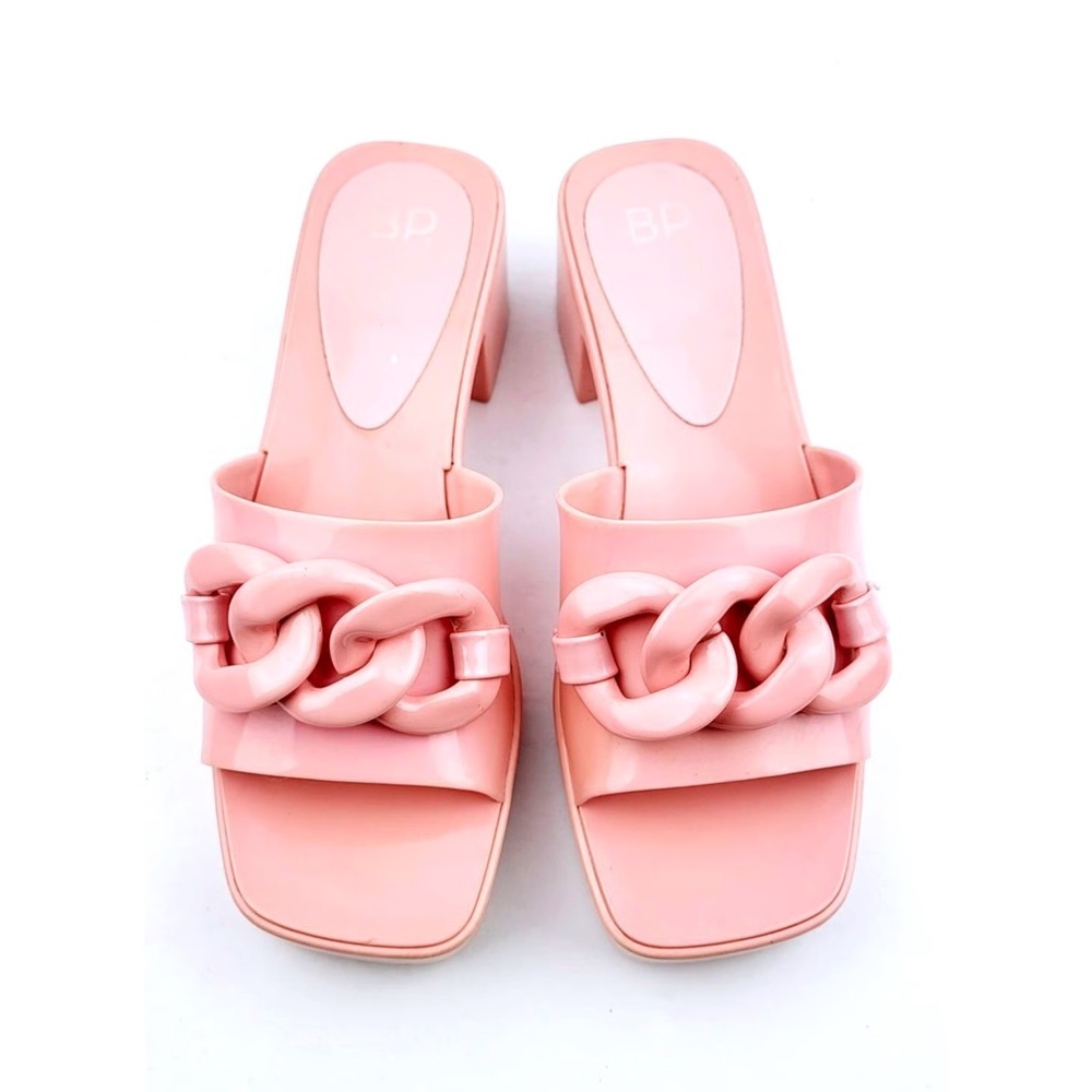BP Women's Blush Pink Heeled Slides
